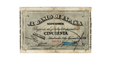 BANCO ESPAÑA - SANTANDER 50 Pts 1-9-1936 MC- SIN SERIE- Español de Credito