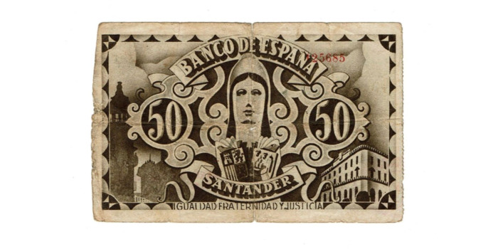 BANCO ESPAÑA - SANTANDER 50 Pts 1-9-1936 RC- SIN SERIE-Banco de Santander