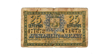 LOCALES - ALICANTE - 25 Ctm. 17-6-1937 - RC