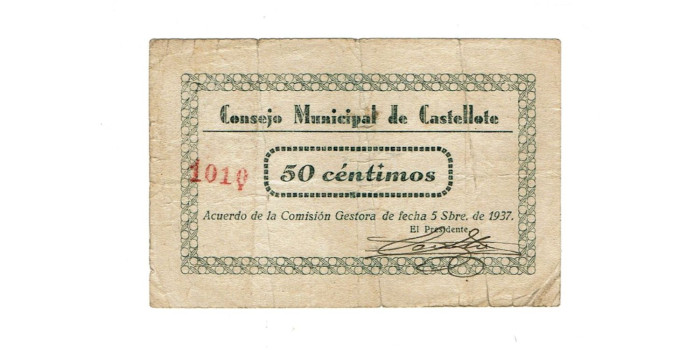 LOCALES - CASTELLOTE - 50 CtM. 5-Sbre-1937 - RC