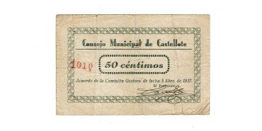 LOCALES - CASTALLOTE - 50 CtM. 5-Sbre-1937 - RC