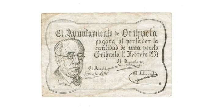 LOCALES - AYUNTAMIENTO DE ORIHUELA 1 Pts 1937. MBC