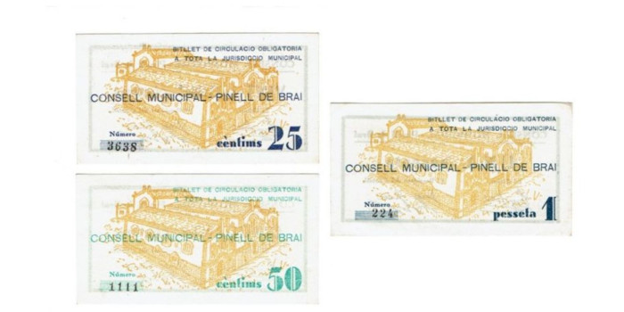 LOCALES - CONSEL PINELL DEBRAI. 3 BILLETES - SC