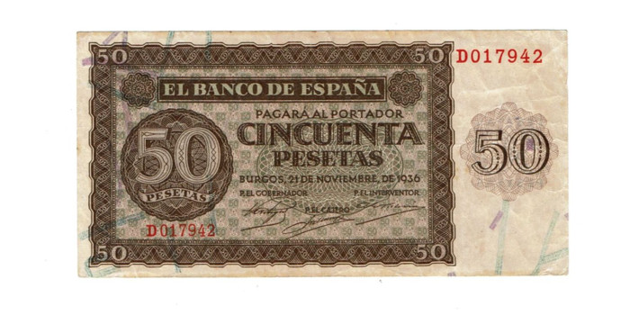 F456E - 50 Pesetas 21-11-1936 MBC serie A/R