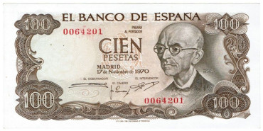 copy of F473K - 100 Pesetas 17-11-1970 SC serie 1A/7W