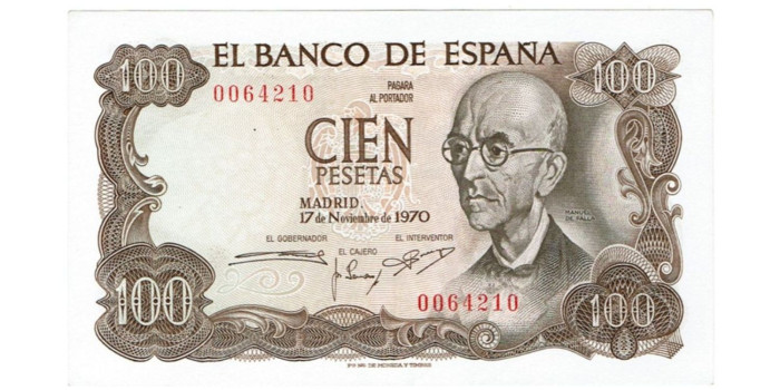 F472H - 100 Pesetas 17-11-1970 EBC sin serie