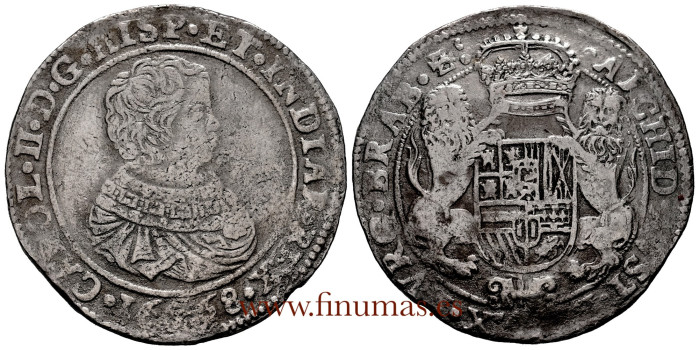 Cy07425b.- CHARLES II Ducaton 1668 Antwerp. MBC - SILVER