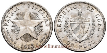 CUBA - K-015 - 1 PESO 1915 - EBC+