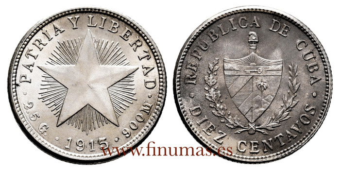 CUBA - K-012a - 10 CENTAVOS 1915. EBC - Plata