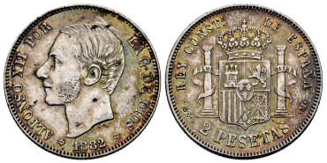 Cy16577f.-ALFONSO XII - 2 Pesetas1882 (18-82) MBC+