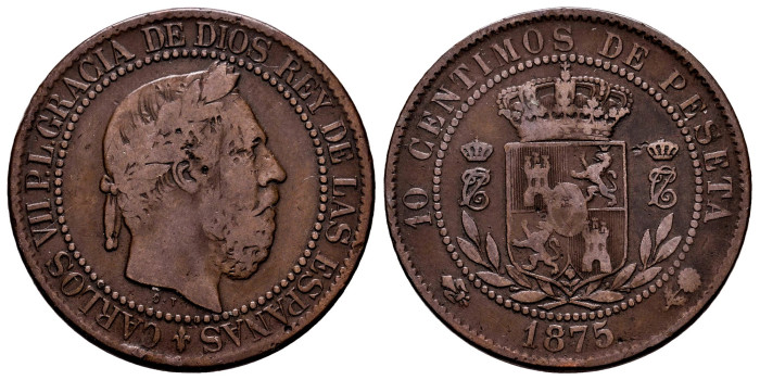 Cy16541C.- CHARLES VII - 10 CENTS 1875 Belgium BC+