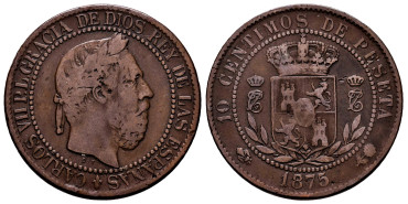 Cy16541C.- CHARLES VII - 10 CENTS 1875 Belgium BC+