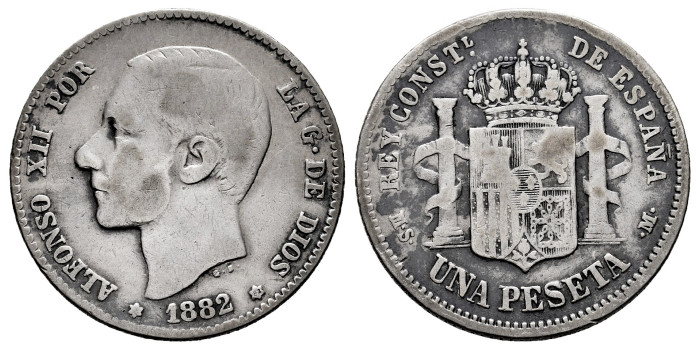 Cy16568d.- ALFONSO XII 1 Peseta 1882 (- 82) sobre 81 M.S.M. - MBC-