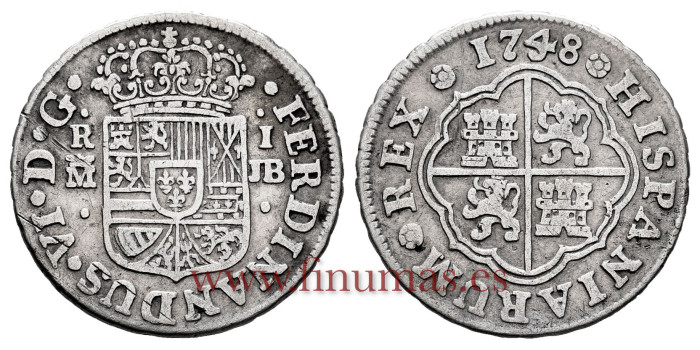 Cy09568.- FERNANDO VI - 1 Reales 1748 Madrid JB.- MBC-