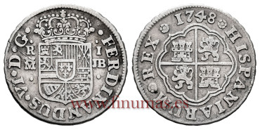 Cy09568.- FERNANDO VI - 1 Reales 1748 Madrid JB.- MBC-