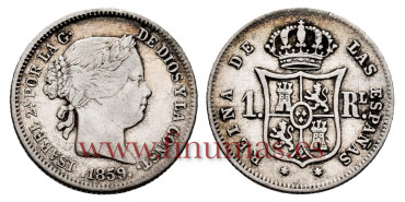 Cy15938.- ISABEL II - 1 Real 1859 Madrid - MBC- 