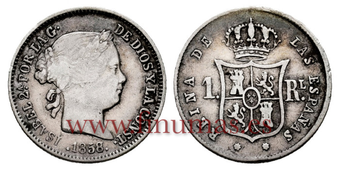 Cy15934.- ISABEL II - 1 Real 1858 Sevilla - BC+ 
