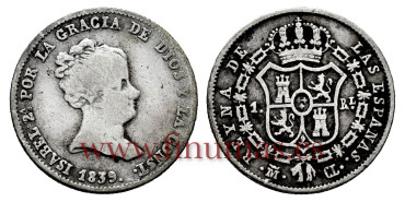 Cy15894.- ISABEL II - 1 Real 1839  Madrid CL - BC-