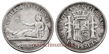 Cy16508D -G.P Y I REPUBLICA 1 Peseta 1869 Gobierno P.-  S.N.M.-  BC+