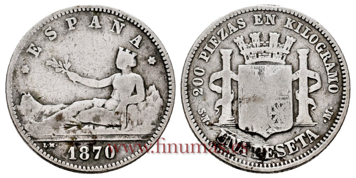 Cy16510B -G.P Y I REPUBLICA 1 Peseta 1870 (---) E.-  S.N.M.-  RC