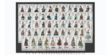 .STAMPS SPAIN REGIONAL COSTUMES YEAR 1967/71. 53 values in New
