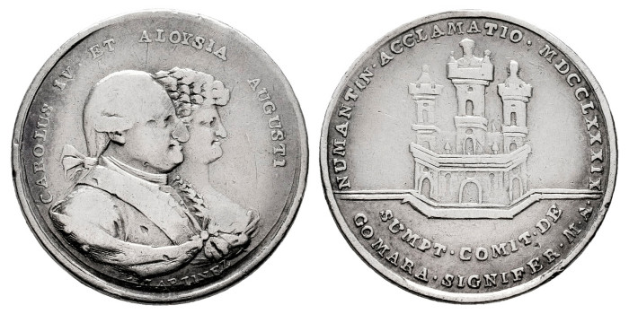 Cy12553.- CARLOS IV - Medalla modulo 1 Real 1789