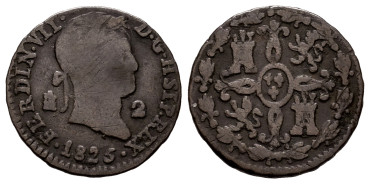Cy13934.- FERNANDO VII -2 Maravedis 1825 Segovia HSIP - C