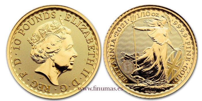 GREAT BRITAIN K-1512.- 10 POUNDS BRITANNIA 1/10 Oz. GOLD
