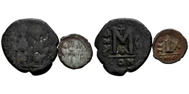 BZ175.- JUSTINO II. 565/578-1Folis y Decanumiun (2 piezas)