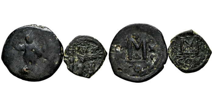 BZ184.--HERACLIO. 610/641 - 1 y 1/2 FOLIS - Constantinopla ( las 2 piezas)