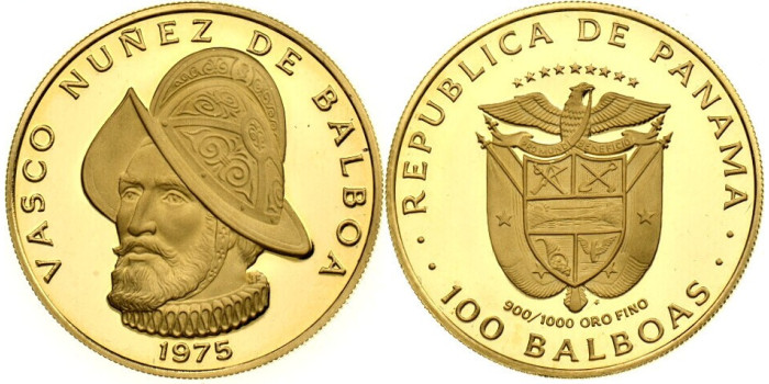 PANAMA - K-041 - 100 BALBOA 1975. GOLD - PROOF