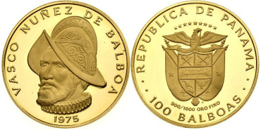 PANAMA - K-041 - 100 BALBOA 1975. GOLD - PROOF