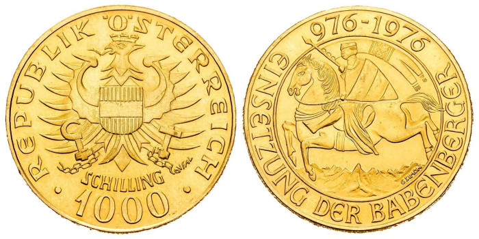 AUSTRIA - K-2933.- 1000 Shilling 1976. GOLD - SC