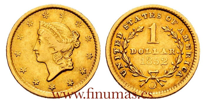 UNITED STATES - K-073 - 1 US Dollar 1852 O. MBC+ - GOLD