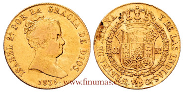 Cy16382.- ISABEL II 80 Reales 1835 MADRID C.R. MBC. - ORO