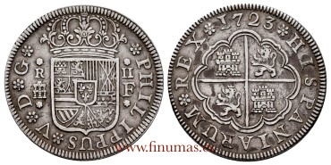 Cy08173.-FELIPE V - 2 Reales 1723 Segovia F.- MBC+