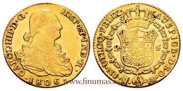 Cy13455.- CARLOS IV - 2 SHIELDS 1806 MADRID F.A. EBC. -GOLD
