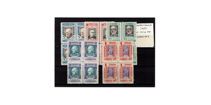 BENEFICENCIA,  1937 - Nº 12/16 * * sin charnela, BLOQUE DE 4