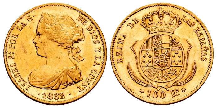 Cy16474.- ISABEL II 100 REALES 1862 MADRID EBC+- ORO