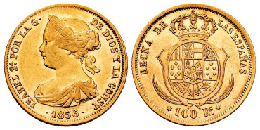 Cy16454.- ISABEL II 100 REALES 1856 MADRID S.C- ORO