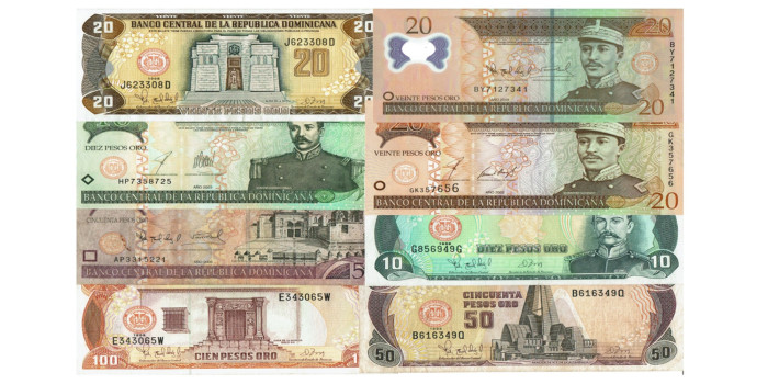 DOMINICANA, REPUBLICA lot of 8 banknotes.- MBC/SC