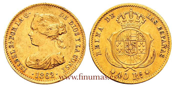 Cy16355.- ISABEL II 40 REALES MADRID 1862/61. MBC+
