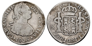 Cy12849.-CARLOS IV - 2 Reales 1806 Lima J.P - B.C - PLATA