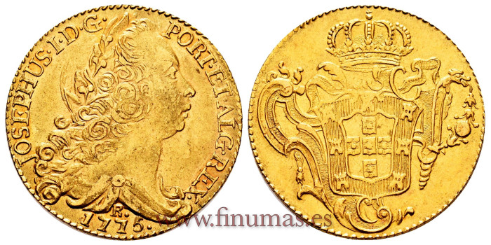 BRASIL  K-172.2.- 6400 REIS 1775 RIO - Reproduccion de Epoca Indias Occidentales. EBC. ORO