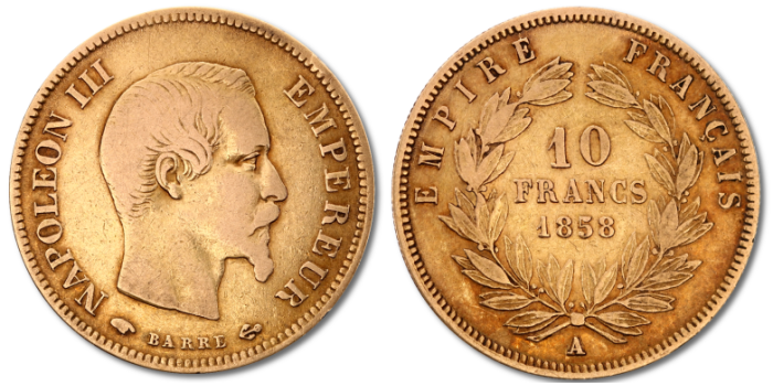 FRANCE K-0784 - 10 GOLD FRENCH FRANCS - NAPOLEON