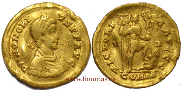 HONORIO. Solid 394-395 d.C. - Gold.