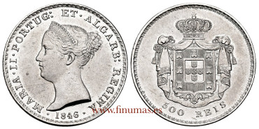 PORTUGAL - K-471 - 500 Reis 1846 S.C - SILVER