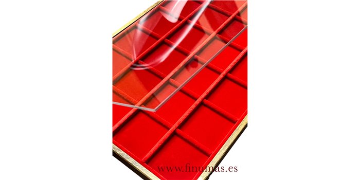 Bandeja Expositor Feria Monedas. Madera - 24 huecos