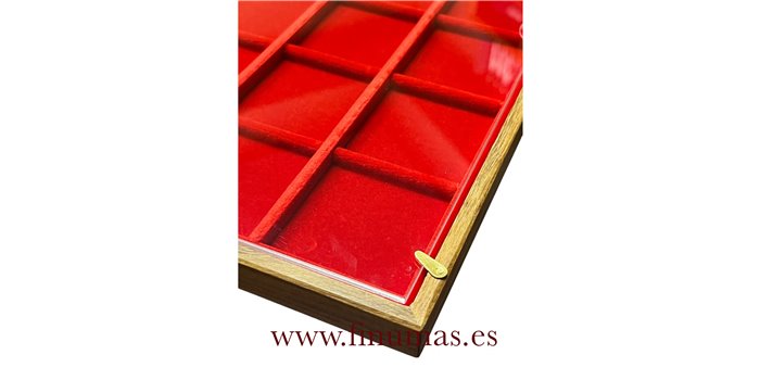 Bandeja Expositor Feria Monedas. Madera - 24 huecos