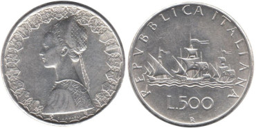 ITALIA - K-098 - 500 LIRAS 1961 , MBC  plata